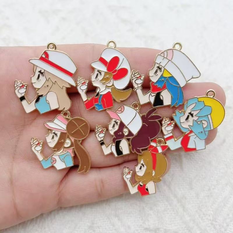 Party Games Birthday - 10pcs Cartoon Girl Drip Oil Alloy