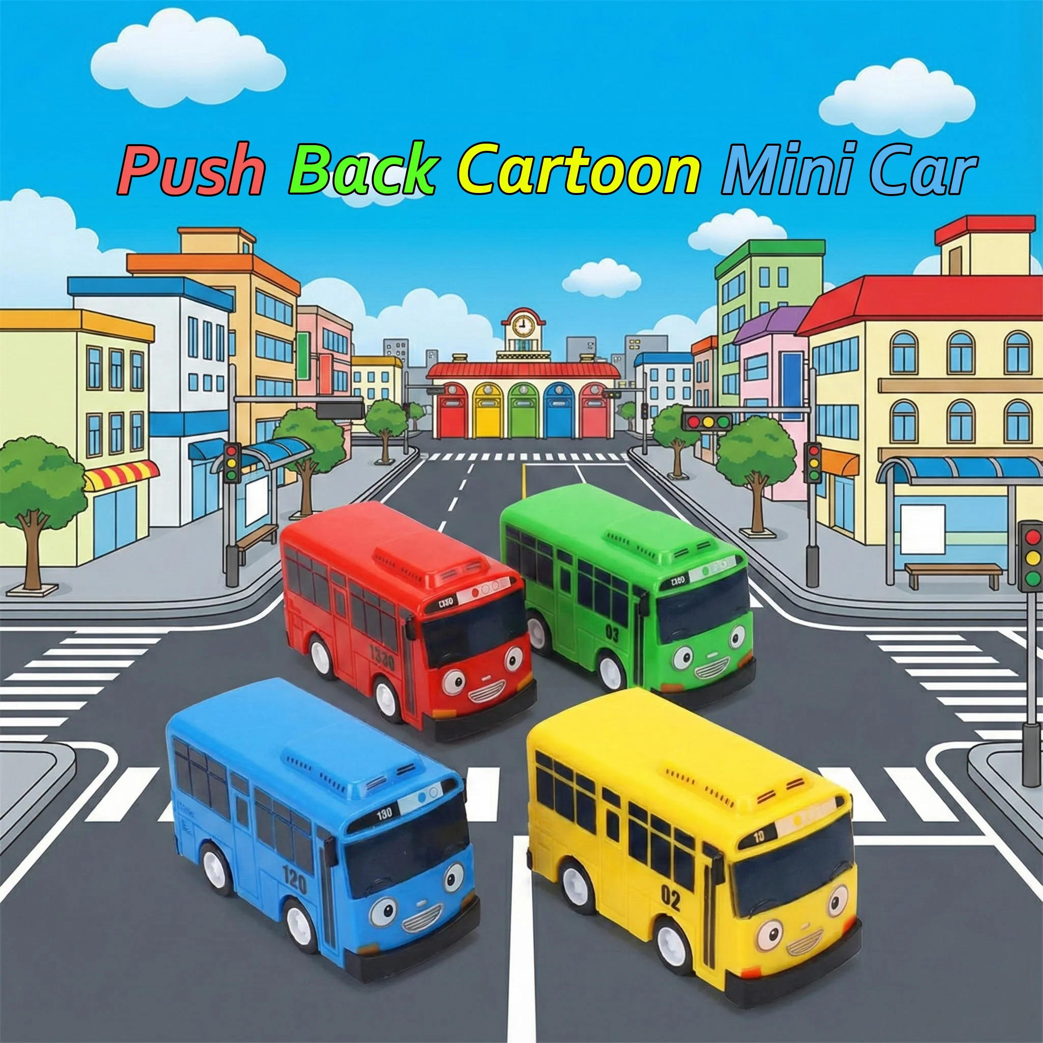 Party Games Bus - Mini Pull Back Tayo Bus Toy