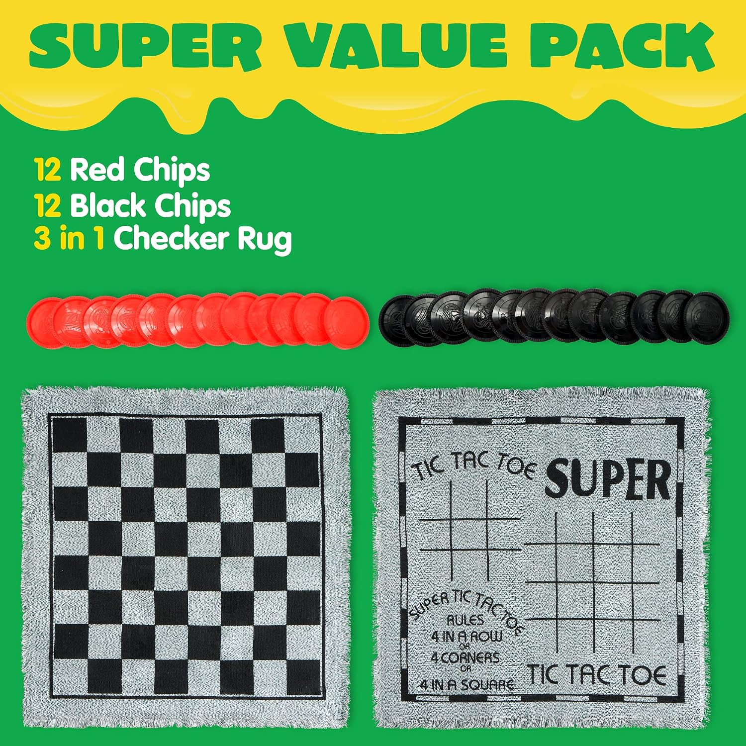 3-in-1 Vintage Giant Checkers, - огляд і ціна Tic Tac Toe Giant